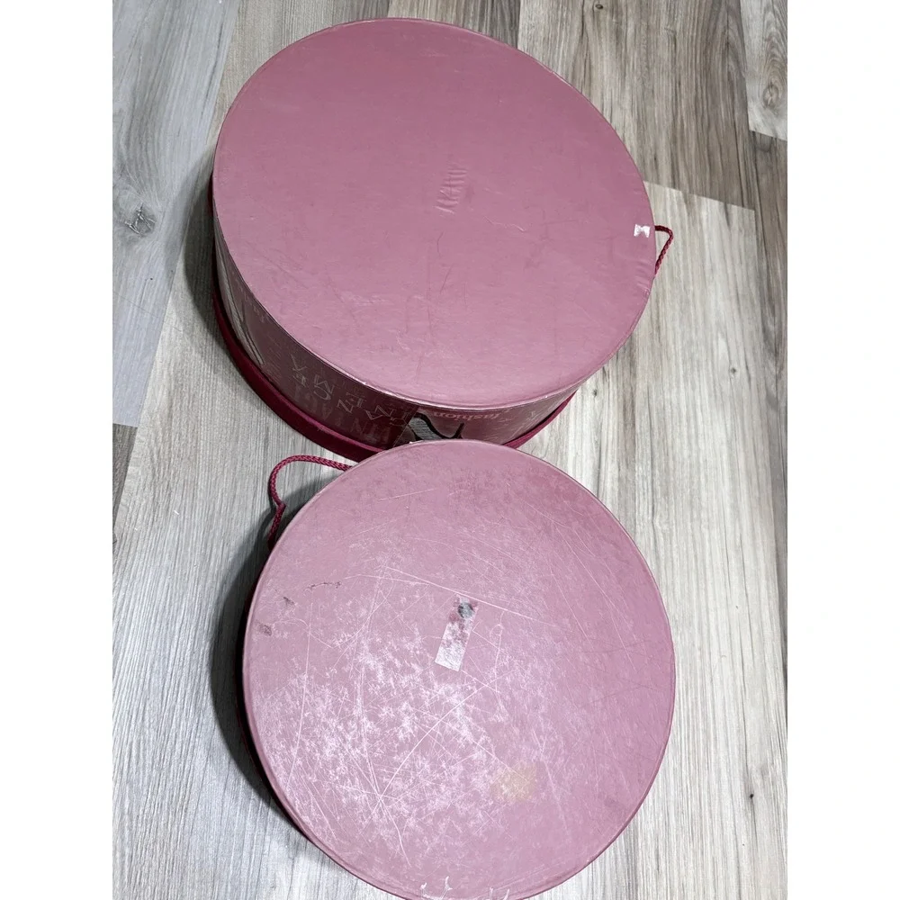 Emily Adams Tri-Coastal Design Vintage Divine Hat Boxes Set of 2 Red Dress Pink